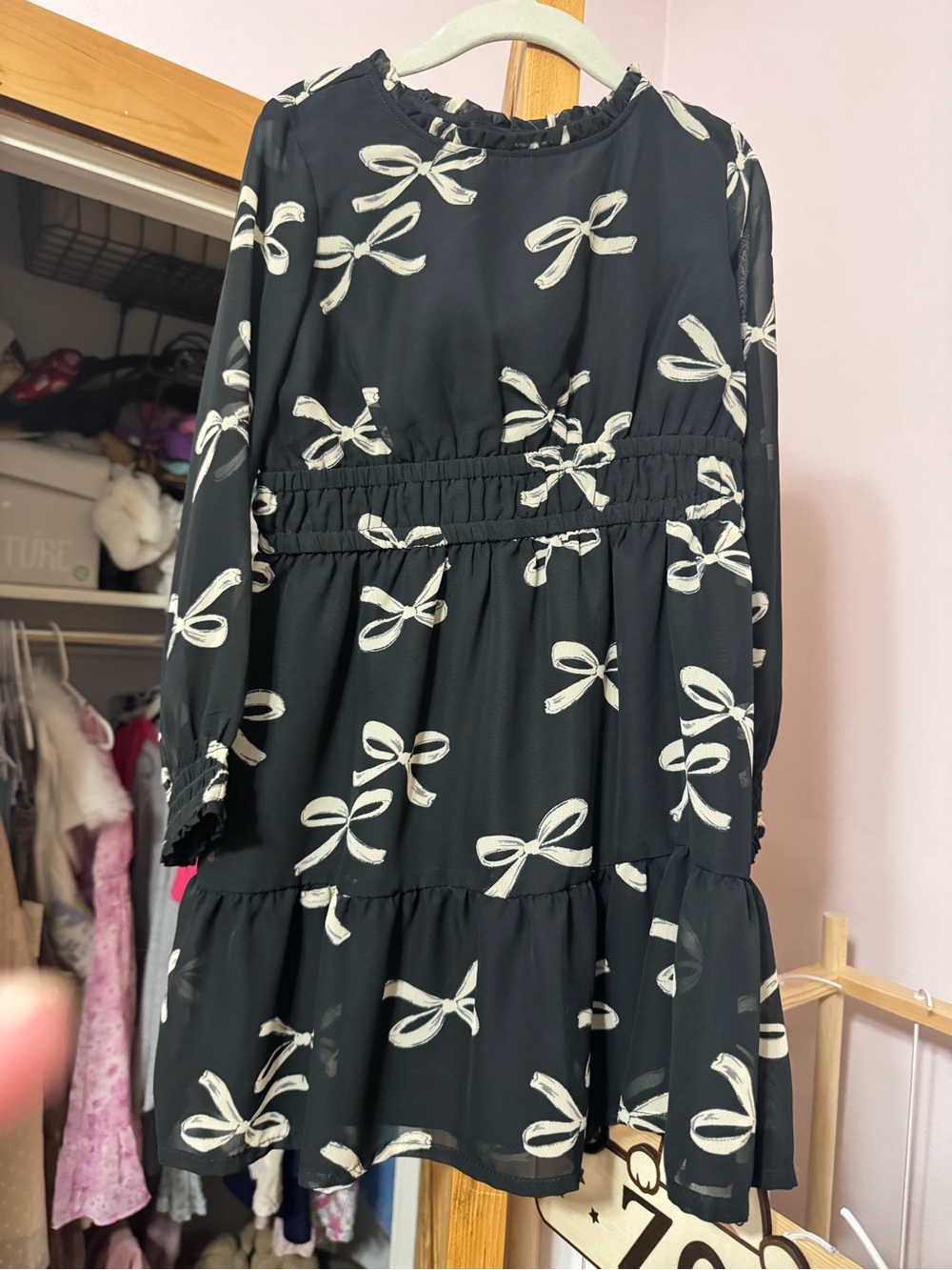 Carter's Black Dress with Cream Bow Print